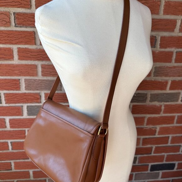 Ganson Chestnut Leather Crossbody Flap Over Purse - Never Used - Picture 4 of 6